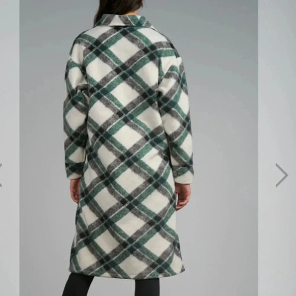 Elan Oversized Shirt Jacket green plaid size S - Picture 5 of 6